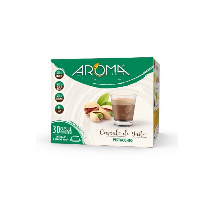 30 Capsule di Pistacchio Aroma Light compatibili Lavazza A Modo Mio 30 Capsule di Pistacchio Aroma Light compatibili Lavazza A Modo Mio