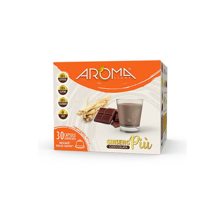 30 Capsule GinsengPiù con Cioccolata Aroma Light compatibili Dolce Gusto 30 Capsule GinsengPiù con Cioccolata Aroma Light compatibili Dolce Gusto