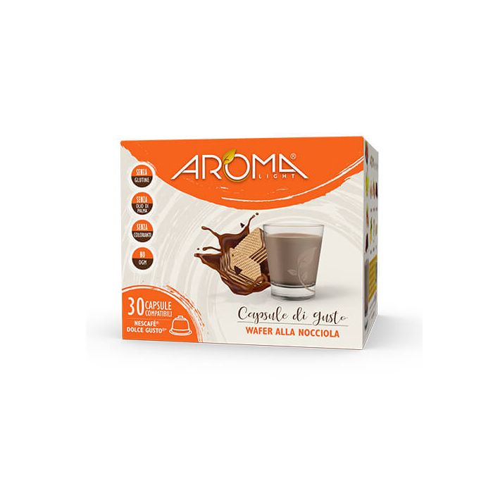 30 Capsule di Wafer alla Nocciola Aroma Light compatibili Dolce Gusto