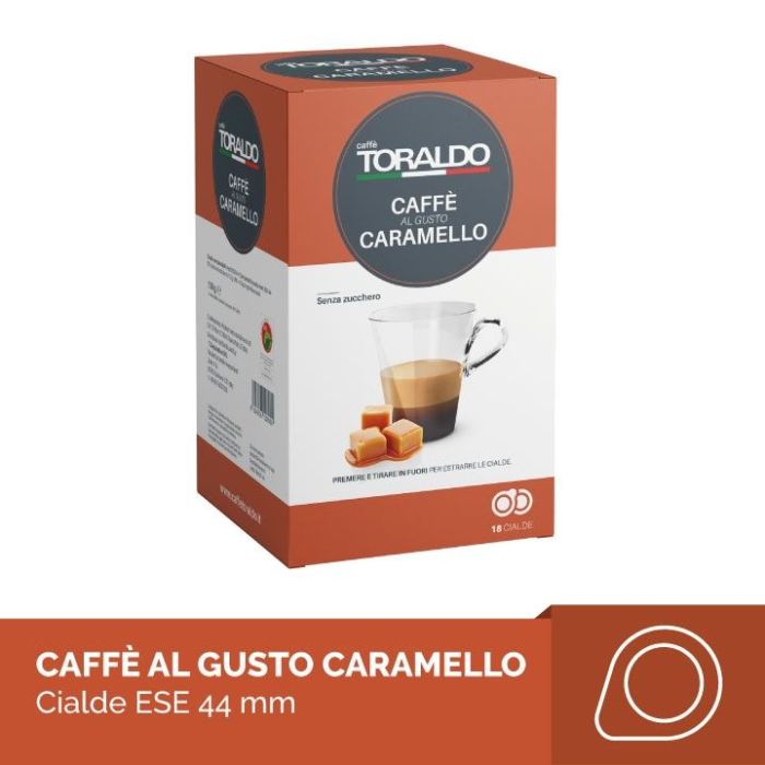 18 cialde di caffè Toraldo aromatizzato al gusto caramello 18 cialde di caffè Toraldo aromatizzato al gusto caramello