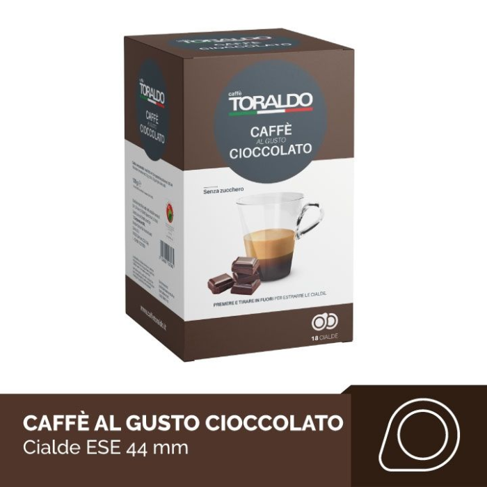 18 cialde di caffè Toraldo aromatizzato al gusto cioccolato 18 cialde di caffè Toraldo aromatizzato al gusto cioccolato