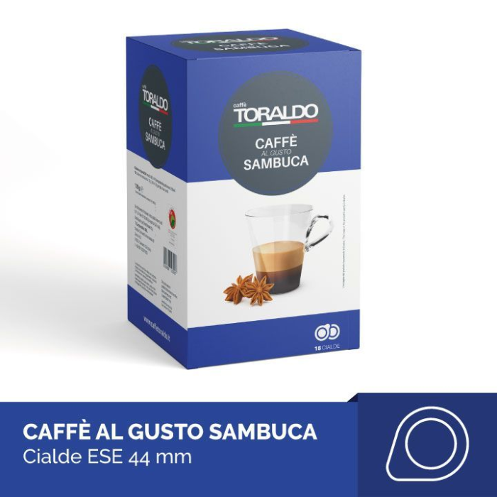 18 cialde di caffè Toraldo aromatizzato al gusto sambuca 18 cialde di caffè Toraldo aromatizzato al gusto sambuca